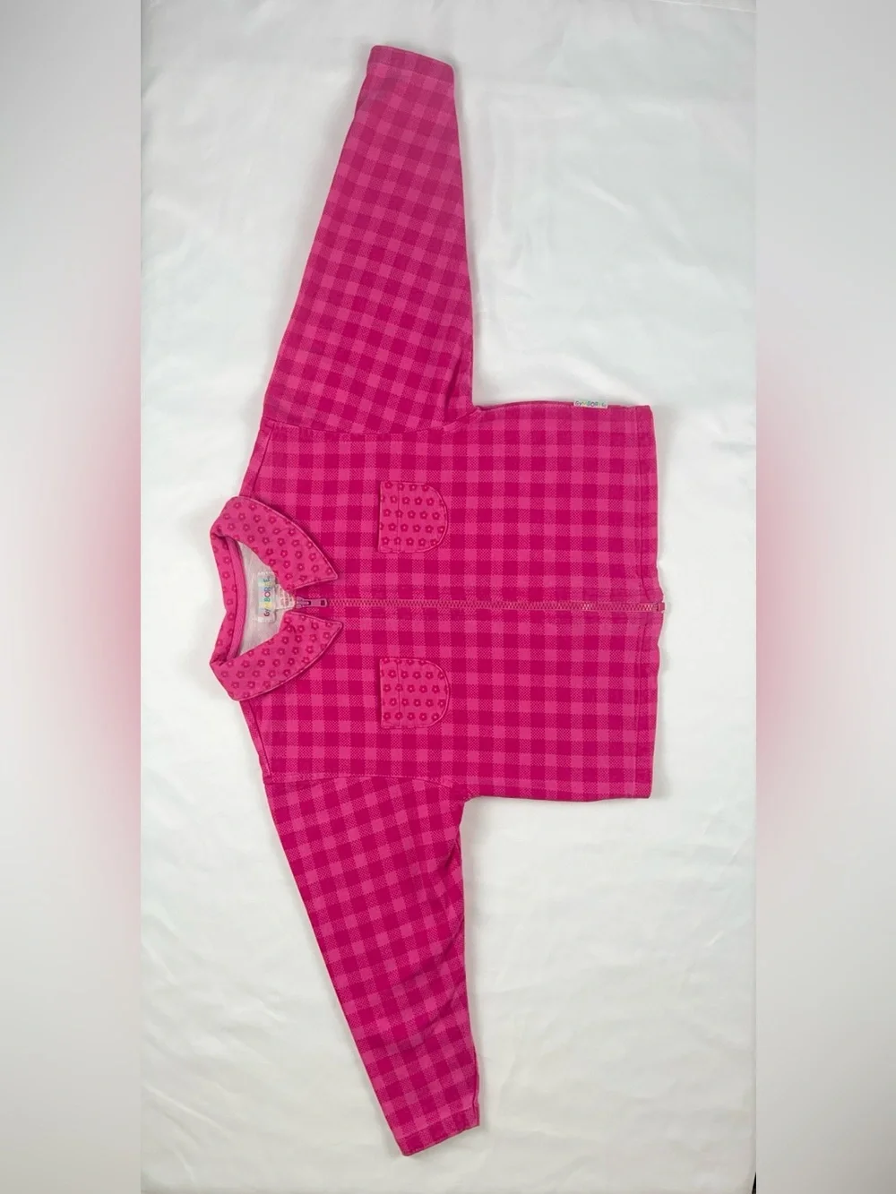 Gymboree (XL) 1990s Pink Plaid Gingham Zip-Up Rainbow Tag Vintage Jacket